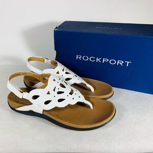 NIB Rockport Sz 9.5W Women's Ridge Leather Slingback Sandal in White